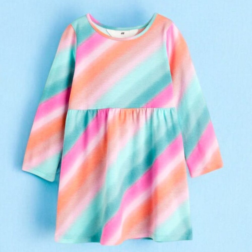 H&M Paint Stripes Full Sleeve dress 100% Cotton Airy & Sting free summer